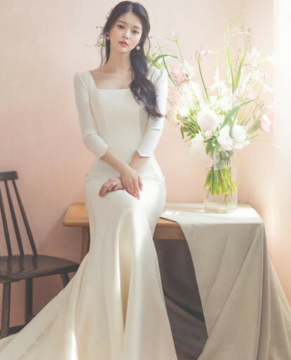 ウエディングドレス マーメイドライン 大きいサイズ 小さいサイズ 二次会 花嫁 結婚式 ロング 袖あり 七分袖 スレンダーライン スクエアネック シンプル クラシカル ウエディングドレス マーメイドライン 大きいサイズ 小さいサイズ 二次会 花嫁 結婚式 ロング 袖あり 七分袖 スレンダーライン スクエアネック シンプル クラシカル