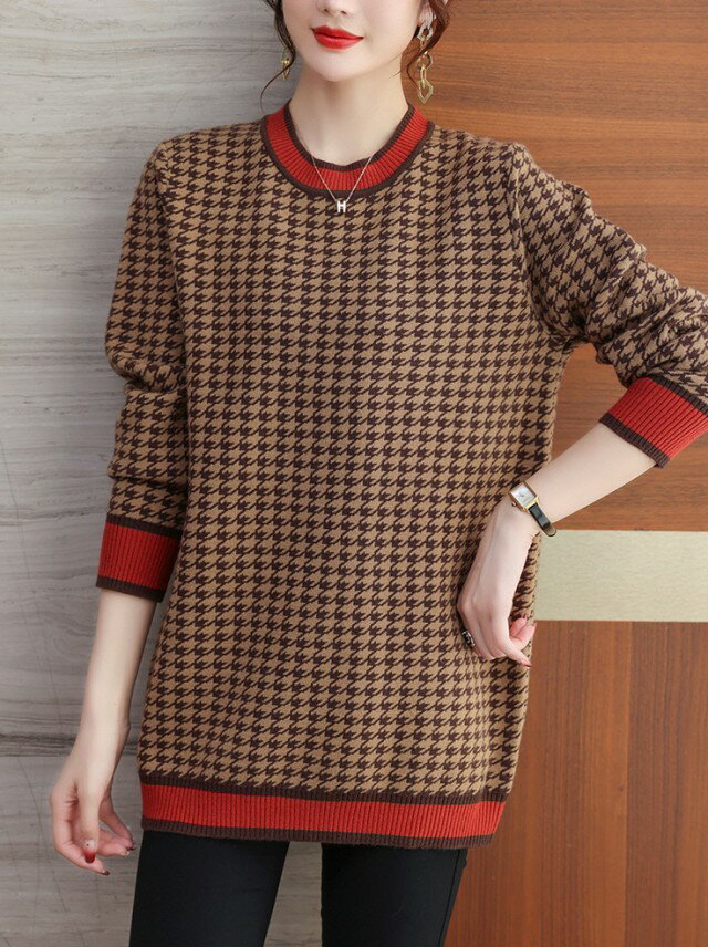 楽天市場】千鳥格子（カラーレッド）（セーター｜ニット・セーター