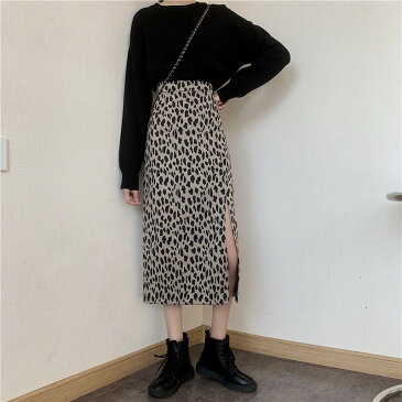 レオパード柄 スカート タイトスカート ミモレ丈 レディース ボトムス ハイウエスト スリット 大きいサイズ 3L 4L 5L カジュアル ヒョウ柄 総柄 アニマル柄 セクシー きれいめ おしゃれ 春 秋