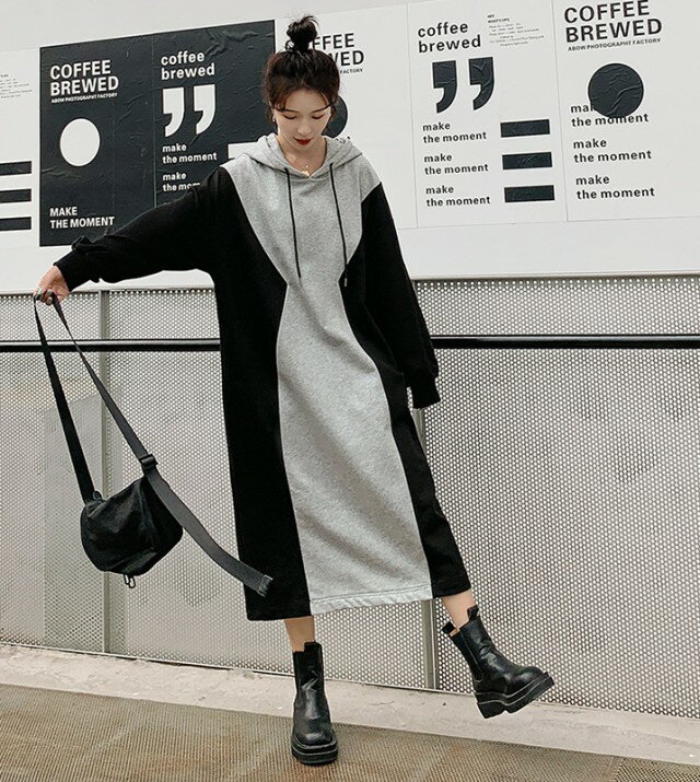 パーカーワンピースバイカラーワンピ...