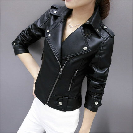 ライダースジャケット レディース アウター 春 秋 冬 レザージャケット フェイクレザージャケット ライダース シンプル ショート丈 大きいサイズ 3L 定番 スタンダード ベーシック デイリーのサムネイル