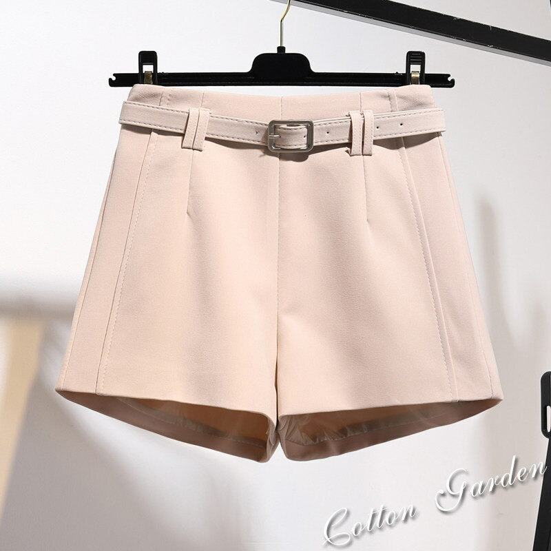 Rakuten - 【一部即納】ボトムス ショートパンツ パンツ ハイウエスト キレイめ 大人かわいい 通勤 オフィス ベルト付き 春 夏 秋