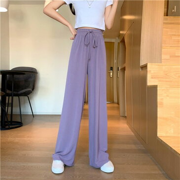 ワイドパンツ レディース ハイウエスト ボトムス パンツ 春 夏 黒 ウエストゴム ストレート 大きいサイズ 3L リラックスパンツ ウエストリボン 無地 カジュアル ゆったり シンプル
