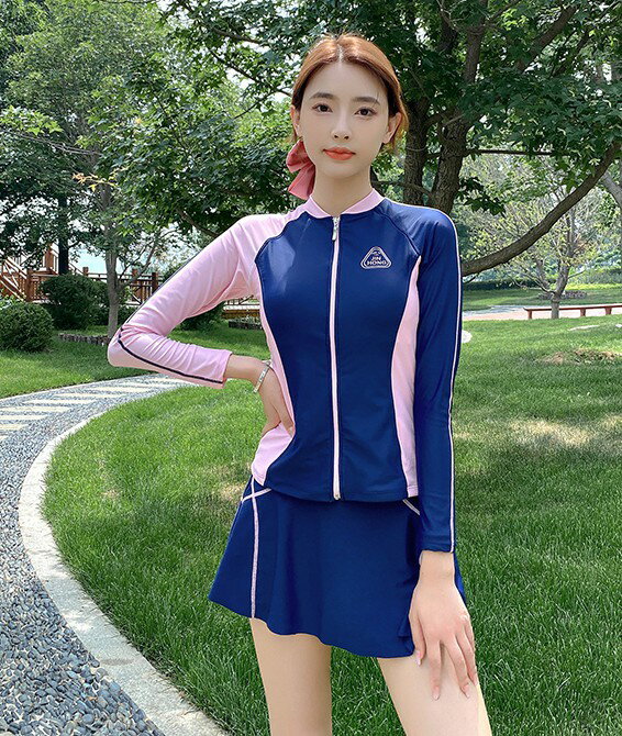 フィットネス水着 レディース セパレート ラッシュガード 長袖 水着 セット フレア スカート付き 