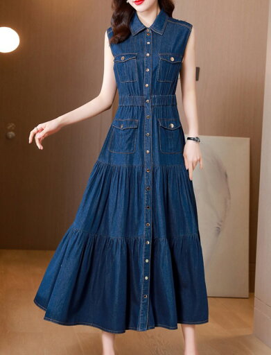 ノースリーブ デニム ワンピース レディース 春 夏 ティアードワンピース ロング マキシ シャツワンピース 大きいサイズ 3L 4L マキシ丈ワンピース ウエストマーク カジュアル 大人可愛い きれいめ おしゃれ 20代 30代 40代 ノースリーブ デニム ワンピース レディース 春 夏 ティアードワンピース ロング マキシ シャツワンピース 大きいサイズ 3L 4L マキシ丈ワンピース ウエストマーク カジュアル 大人可愛い きれいめ おしゃれ 20代 30代 40代