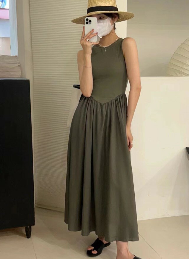 ノースリーブ ワンピース レディース ロング マキシワンピース 春夏 ロングワンピース Aライン フレア シンプル マキシ丈 ロング丈 黒 サマードレス サマーワンピース きれいめ カジュアル