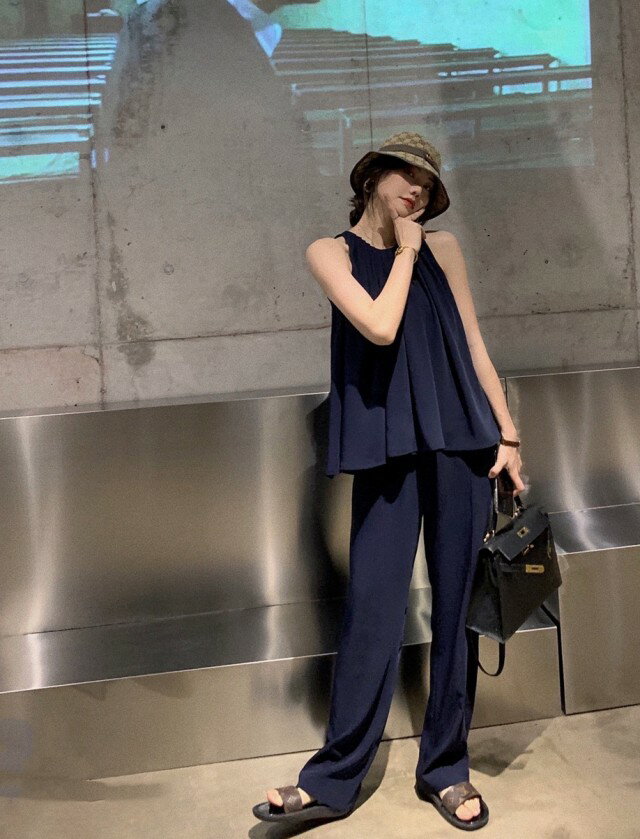 かっこいい パンツドレス セットアップ レディース きれいめ ノースリーブ 大きいサイズ パーティードレス 結婚式 お呼ばれ ドレス 袖なし ロング丈 ロングパンツ おしゃれ シンプル 通勤服 オフィス 20代 30代 40代