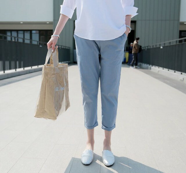 マタニティウェア マタニティ パンツ 七分丈 薄手 春夏 通勤 オフィス 産前産後 アジャスター 大きいサイズ ゆったり 全6色