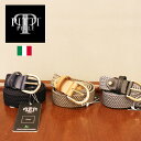 ピッティペッレ PITTI PELLE 編み込みベルト 【グレー サンド ベージュ ネイビー 紺 メンズ 男性 紳士 レザー ベルト メッシュベルト 本革 伸び...