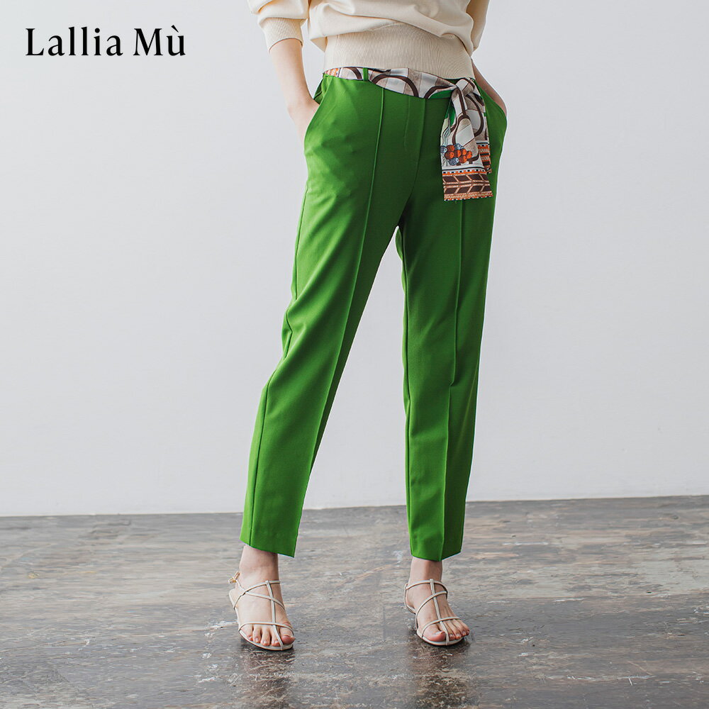 SALE 30%OFF Lallia Mu ラリアムースカーフベルト付き テーパードパンツパンツ テーパードパンツ ストレッチパンツ レディース 長ズボン 春夏 ウエストゴム カジュアル 大人 可愛い 服2311703 母の日 ギフト