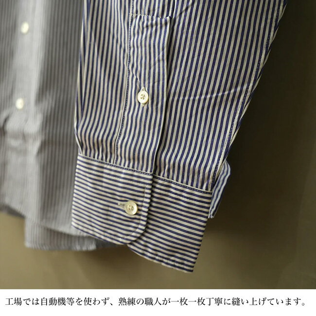マニュアルアルファベット MANUAL ALPHABET 100/2 ブロード ボタンダウン シャツ 【ホワイト 白 ストライプ ネイビー 紺 メンズ ユニセックス トップス 長袖 前開き ゆったり 綿100％ カジュアル 日本製 服 】basic-bg-004【正規取扱店】