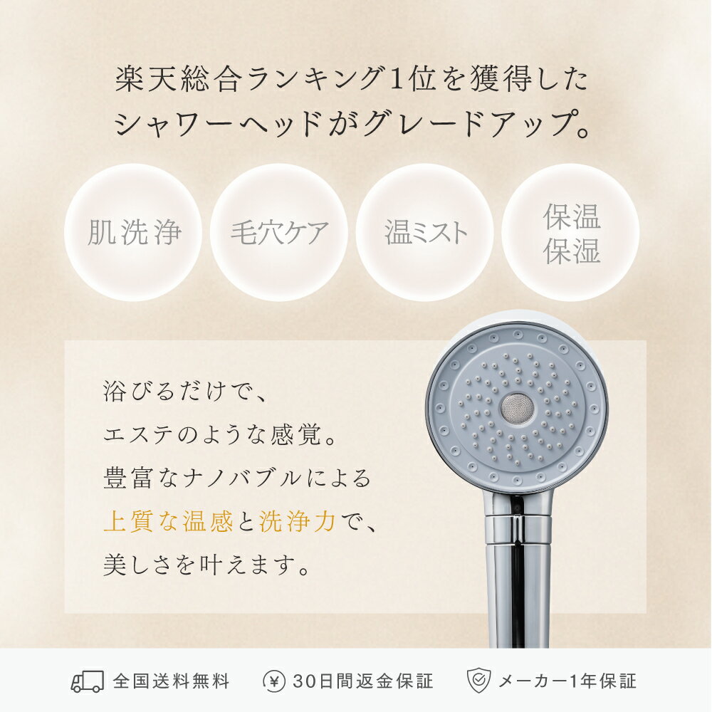 【期間限定 2,000円OFFクーポン＋P5倍！】【MEGUMIさん愛用】ナノバブル シャワーヘッド MYTREX HIHO FINE BUBBLE+ ウルトラファインバブル ナノバブル 温 ミスト 美容 美肌 スキンケア シルキーバス 節水 保温 保湿 頭皮 毛穴 汚れ 除去 洗浄力 保証付き 3