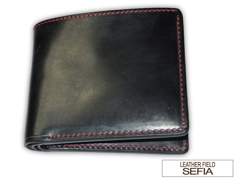 Leather　field　SEFIA　ブライドルレザー　二つ折り財布　カード8枚収納