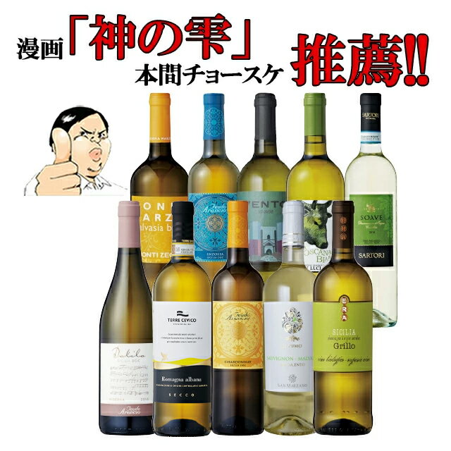 格付けイタリアワイン（DOCG） 【バローロプレゼントキャンペーン中】イタリア 白ワイン 飲み比べ セット イタリアワイン 10本セット 白 イタリア政府公認ソムリエと本間チョースケ推薦10本セット 神の雫 マリアージュ ソムリエ 辛口 DOCG 金賞ワイン多数 イタリアワインの怪人