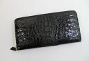 カイマン 長財布 メンズ レディース 本革 ヘッド シャイニング加工 ラウンドファスナー クロコダイル 長財布 一枚革 最高級品