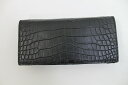 【もれなくポイント5倍】クロコダイル 財布 長財布 本物 無双 メンズ ブラック 黒 マット仕上げ 一枚革 センター取り 束入れ 財布 内側もクロコダイル本革 ...