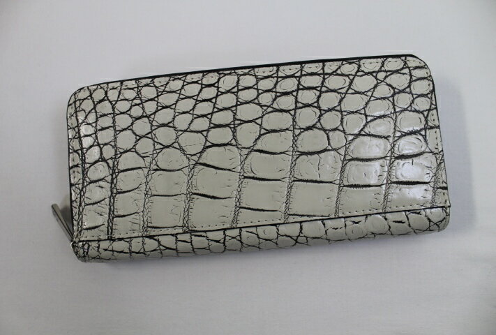 【最大値下げ！20％クーポンあり】【日本製】最上級品 クロコダイル 長財布 財布 本革 メンズ 目地染め バニラ ラウンドファスナー ワニ本革