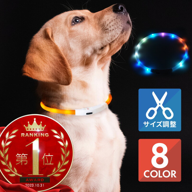 1000円ポッキリ 首輪 光る 犬 充電 防水 安全 LED 小型犬 中型犬 大型犬 ソフト 痛くない 電動 散歩 光る首輪 USB充電式 サイズ調整 カット可