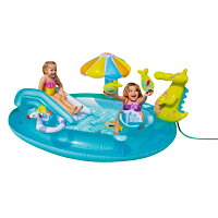 プールワニさん噴水付き2.03m×1.73m×0.89mすべり台おもちゃ付きキッズ楽しい水遊び水浴び自宅お庭夏休み子供目立つインスタ映えかわいいSNS目立つあす楽対応【送料無料】_85397