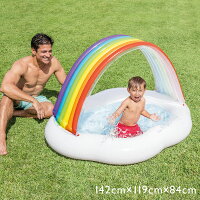 intexプール屋根付き家庭用ベビープールインテックスビニールプール子供用レインボープール小さい小型浅いベランダ家庭用プール日よけ日除け142cm119cm84cm58141補修シート付き水遊び【送料無料】_85479