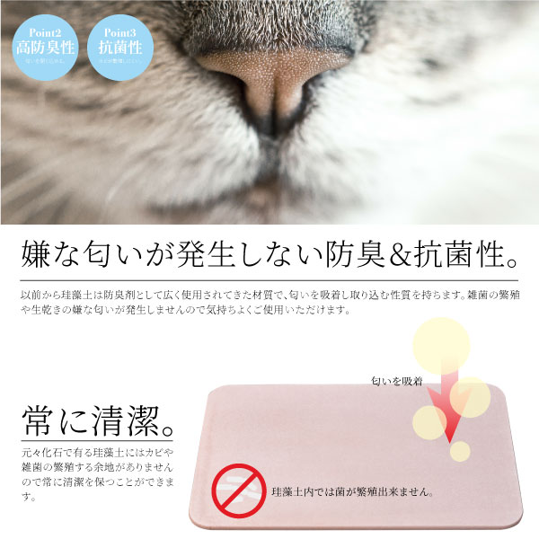 珪藻土バスマット 珪藻土マット バスマット 珪藻土 アスベスト検査済 60cm×40cm 大...