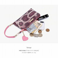 ポーチパイソンレディース蛇革ヘビ本革かわいいハート型タッセル選べる5色おすすめ人気プレゼント小物入れ化粧品旅行ギフトブランドcreatezero【送料無料】_82205