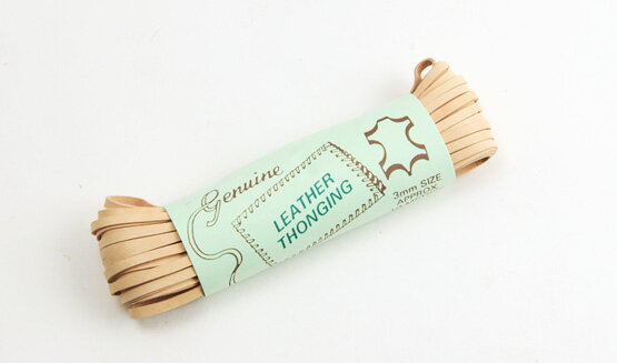 カンガルーレース（ストレートエッジ）小 ＜3mm巾×10m＞無地 （床面処理なし）/ レザークラフト 革材料 ハンドメイド 手作り 革ひも