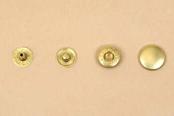 (B8)真鍮製バネホック＜中＞ソリッドブラス・素仕上げ (10コ入り) レザークラフト クラフト ハンドメイド 手芸 パーツ 金具 副資材 ボタン