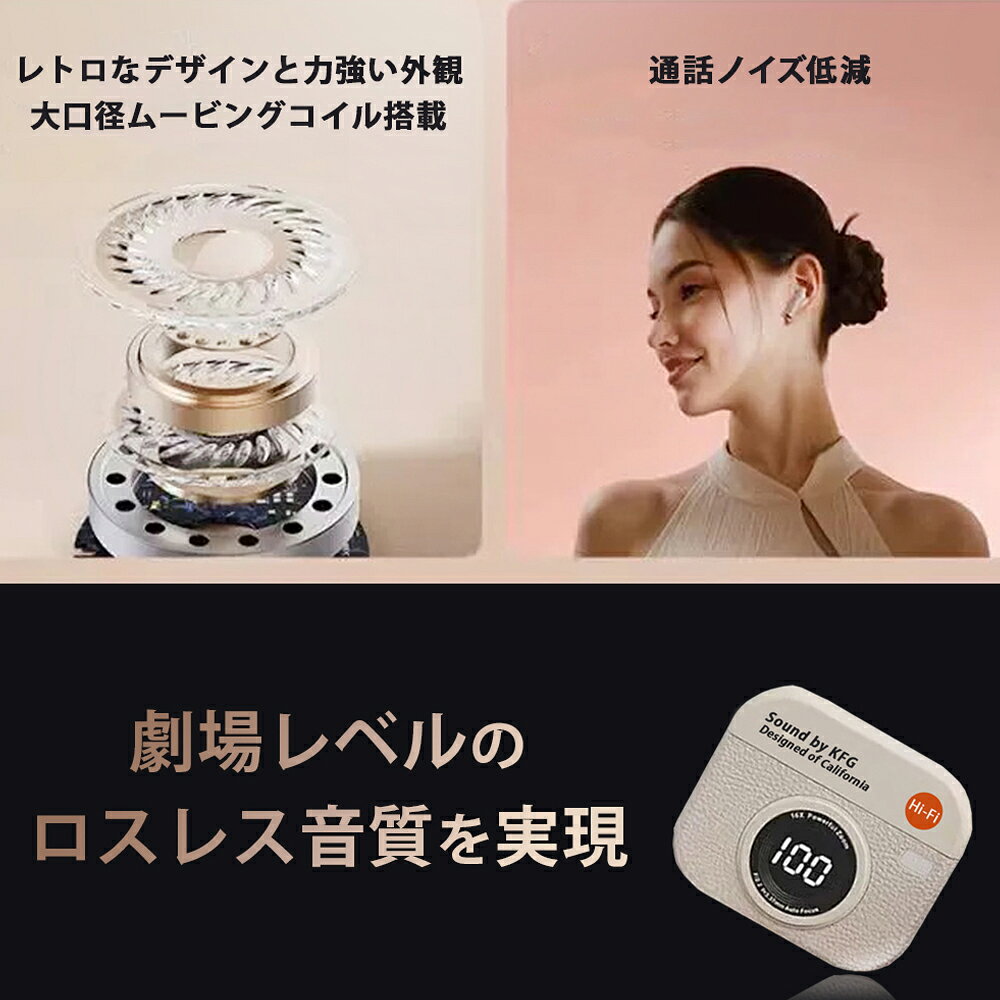 ワイヤレス イヤホン ノイズ低減 高音質 大容量バッテリー 連続再生 8時間　ライブ空間オーディオ　軽量 フィット　ゲーム 音楽 Bluetooth5.4 通話 音量調節 音声アシスタント 残量表示 自動ペアリング typeC 音声アシスタント 通話 lebello-10000243 和洋電機 サンプル画像3
