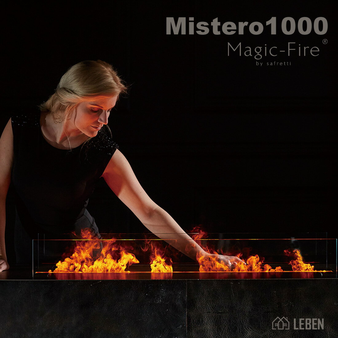 Magic-Fire Mistero1000 マジックファイヤ　ミステロ1000オランダ製 バイオエタノール暖炉の演出効果　 　 火を使えない場所にも簡単に設置できます。レストラン　ホテル　バー　戸建て　マンション　安心安全2年保証 Safretti社製（リモコン付き）（炎の高さ6段階調整可）