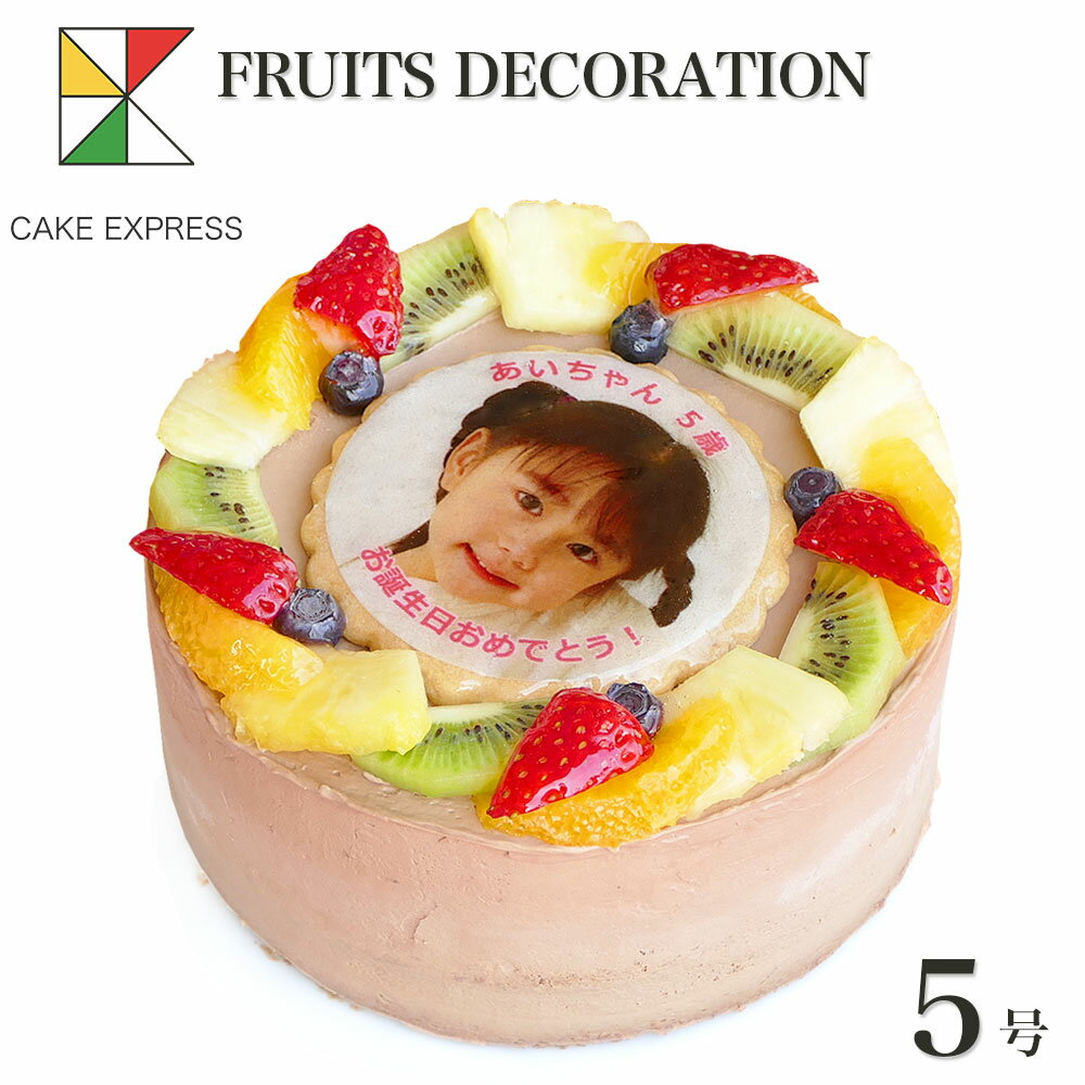 写真ケーキ フルーツ生チョコクリーム 5号バースデーケーキ 誕生日ケーキ 【送料無料】 フォトケーキ イラスト プリント 4～6名様用 チョコレートケーキ サプライズ 冷凍