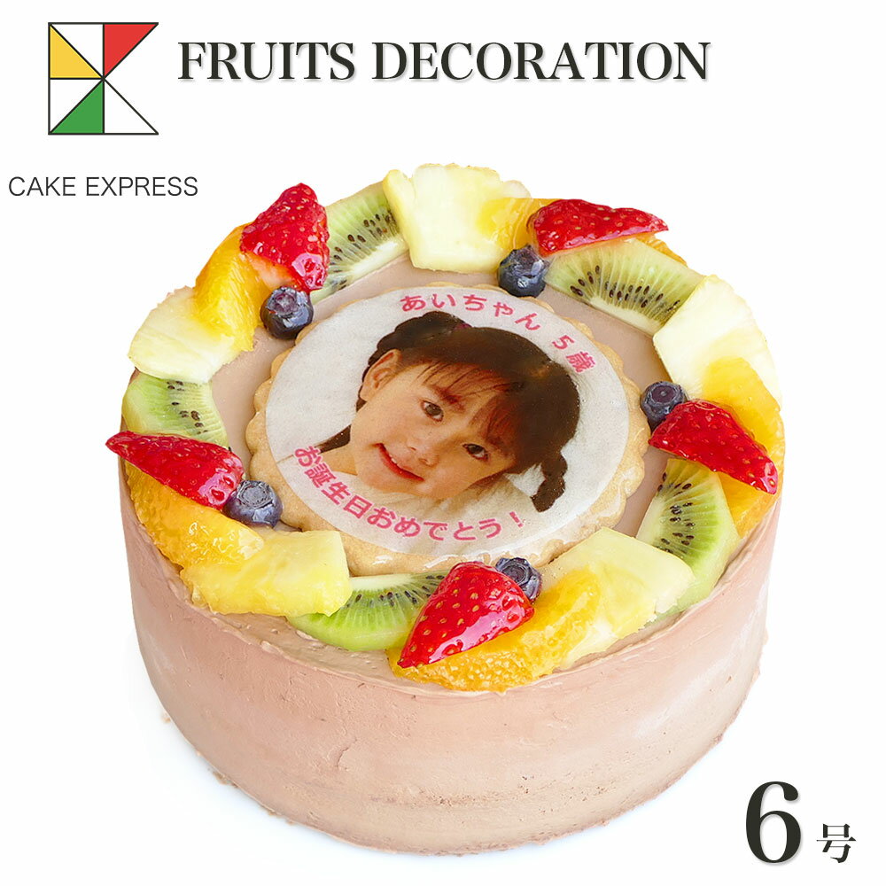 似顔絵・写真ケーキ 写真ケーキ フルーツ生チョコクリーム 6号バースデーケーキ 誕生日ケーキ 【送料無料】 フォトケーキ イラスト プリント 7〜10名様用 チョコレートケーキ サプライズ 冷凍