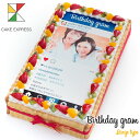 写真ケーキ インスタグラム風写真ケーキ L フルーツ生クリーム 36×21cmバースデーケーキ 誕生日ケーキ 【送料無料】 フォトケーキ イラスト プリント 18〜20名様用 映える 披露宴 パーティ 大きい 特大 サプライズ 冷凍