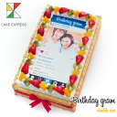 インスタグラム風写真ケーキ M フルーツ生クリーム 28×17cm★バースデーケーキ 誕生日ケーキ フォトケーキ イラスト プリント 10〜12名様用 披露宴 パーティ 大きい サプライズ 冷凍