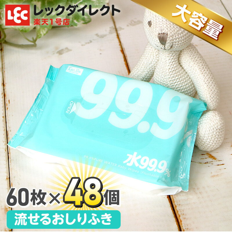 おしり拭き おしりふき まとめ買い 水99.9 流せる シート【送料無料】 【大容量2 880枚!】60枚 48個