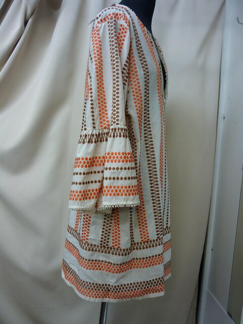 SALE!otto d'AMEストライプ刺繍コットンフレアースリーブチュニック（イタリア製）【新品】