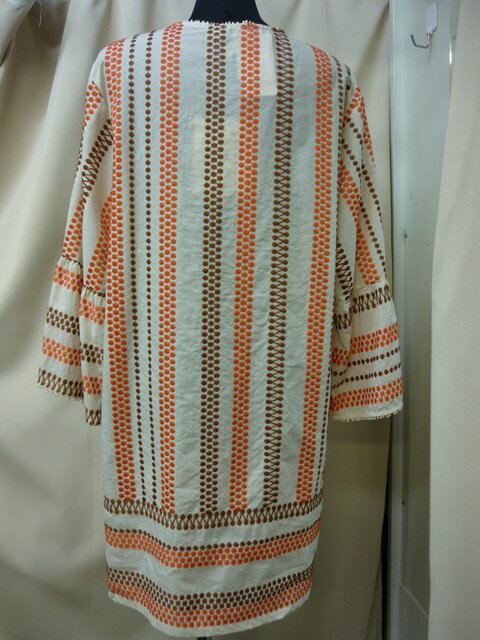 SALE!otto d'AMEストライプ刺繍コットンフレアースリーブチュニック（イタリア製）【新品】