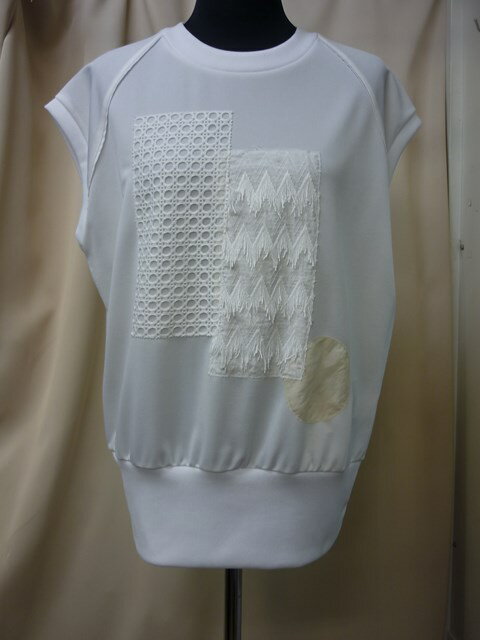 Rakuten - SALE!DOLLUPOOPS異素材使いパッチワークデザインTシャツ（ホワイト)【新品】
