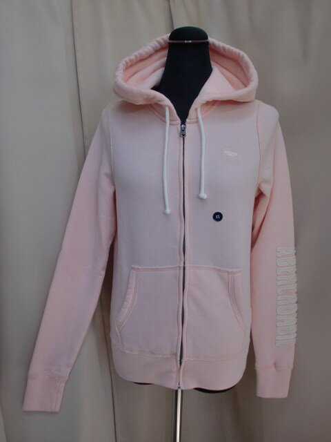 SALE！Abercrombie & Fitchアバクロレディース袖ロゴ裏起毛ZIPアップパーカー【アウトレット】【新品】【正規品】のサムネイル