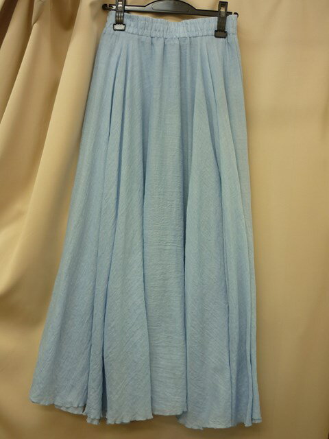SALE!マキシ丈エアリー素材ロングフレアースカート（ブルー）【新品】