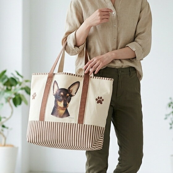 Rakuten - トートバッグ 犬 キャバリア ミニチュアピンシャー ミニピン 大きめ マチ広 カバン 旅行 レディース メンズ 厚手 キャンバス かわいい オシャレ 犬柄 バッグ 帆布 エコバッグ 大容量 お悔み ギフト