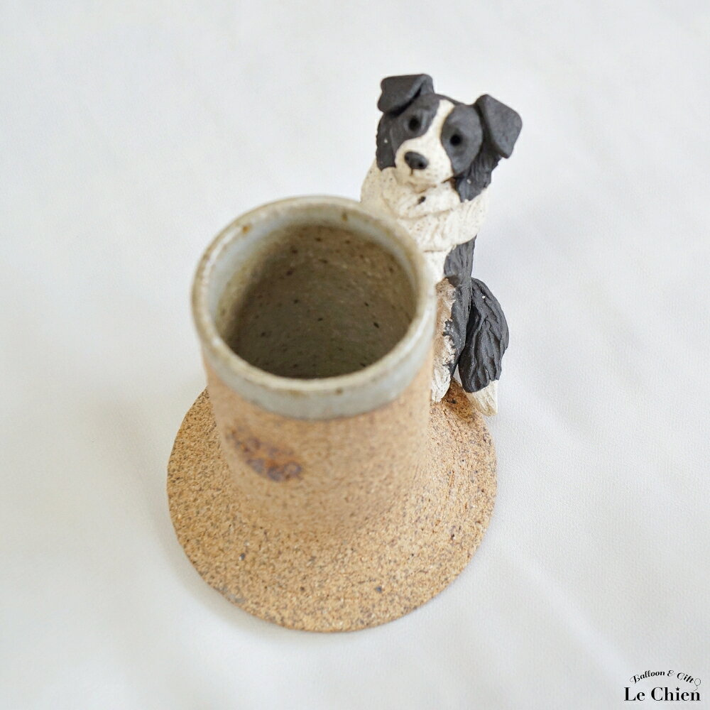バルーン&アニマル雑貨 Le Chienのペット 仏具 線香差し　一輪挿し　水入れ　ミニカップ　ボーダーコリー　肉球　かわいい　足跡　ペット供養 ペット仏具 線香さし 線香入れ 便利 小さい ミニ ペット用 メモリアルグッズ 手作り おしゃれ 犬 ナチュラル｜アングル2