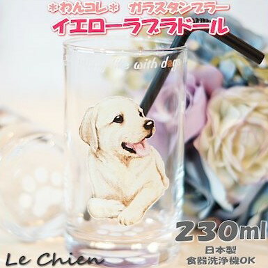 グラス タンブラー【ラブ・イエロー】犬 ガラスのコップ 日本製 230cc わんコレ ラブラドール 卒業式 プレゼント ギフト お返し ルシアン