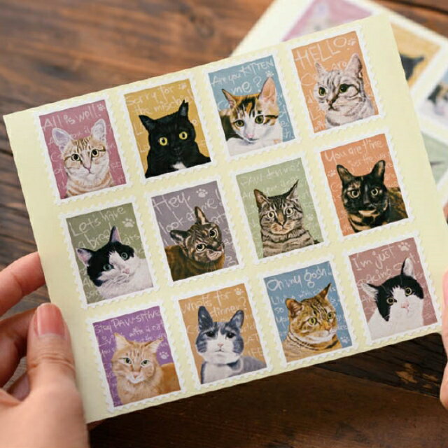 シール 猫 チャリティー 黒猫 サビ猫 ハチワレ猫 サバシロ猫 茶トラ猫 ミケネコ 猫グッズ 猫雑貨 ねこ ネコ デコシール 文具 プレゼント【メール便OK】