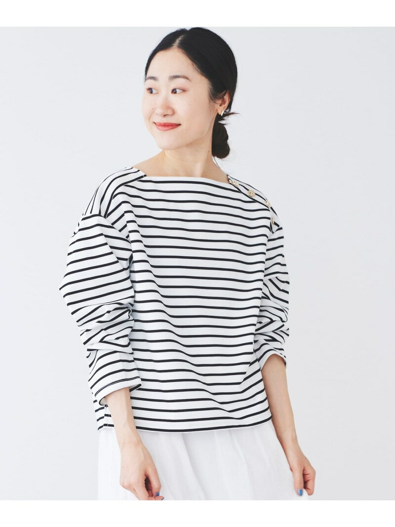 【SALE／40%OFF】ボタン付きボーダープルオーバー le.coeur blanc ルクールブラン トップス その他のトップス ホワイト ベージュ【RBA_E】【送料無料】[Rakuten Fashion]