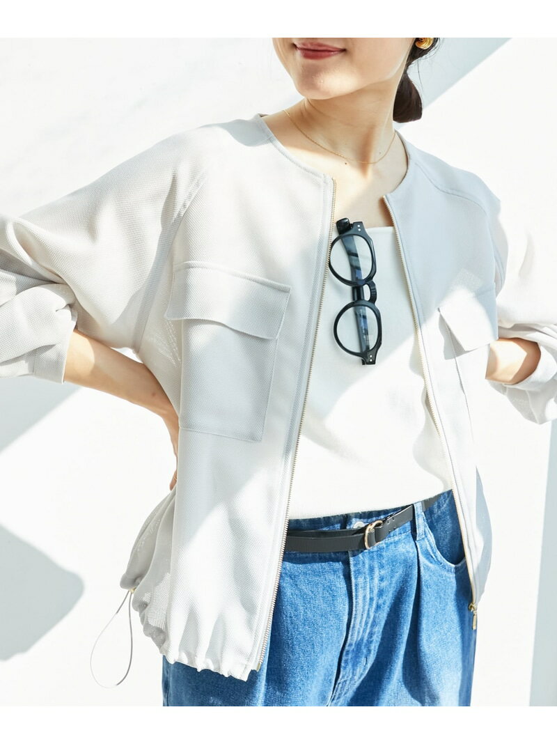 【SALE／45%OFF】《手洗い可能》フロントポケットメッシュブルゾン le.coeur blanc ルクールブラン ジャケット・アウター ブルゾン・ジャンパー ネイビー グレー【RBA_E】【送料無料】[Rakuten Fashion]