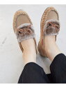 《WEB限定アイテム》ファーデザインモカシンシューズ le.coeur blanc ルクールブラン シューズ・靴 モカシン・デッキシューズ ベージュ グレー ブ...