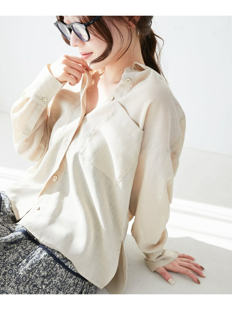 【SALE／50%OFF】《手洗い可能》ダブルポケットシアーシャツ le.coeur blanc ルクールブラン トップス シャツ・ブラウス ホワイト ブラウン ベージュ ブルー【RBA_E】【送料無料】[Rakuten Fashion]のサムネイル