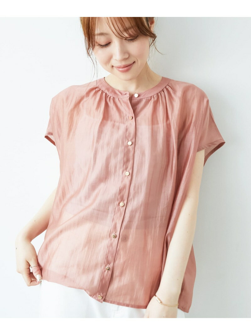 【SALE／15%OFF】《手洗い可能》シアーギャザーフレンチ2wayブラウス le.coeur blanc ルクールブラン トップス シャツ・ブラウス グレー ピンク ブラウン【RBA_E】【送料無料】[Rakuten Fashion]のサムネイル