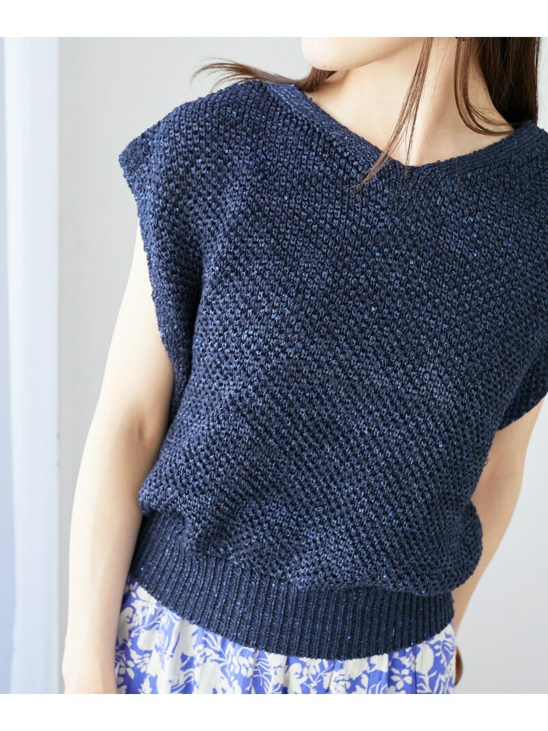【SALE／40%OFF】《手洗い可能》スパンコールメッシュ2WAYニットベスト le.coeur blanc ルクールブラン..
